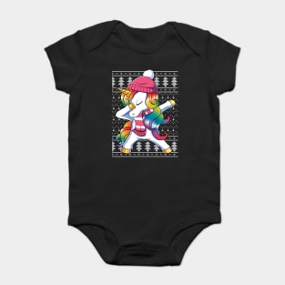 Dabbing Unicorn Ugly Christmas Sweater Xmas Dab Dance Baby Bodysuit